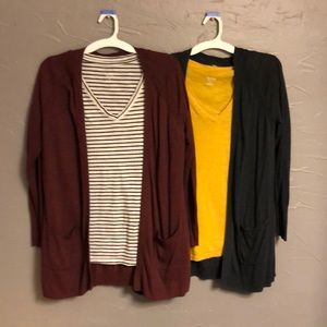Mossimo 2 long sleeves with 2 long cardigans